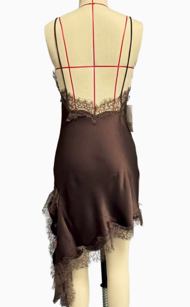 Lace-Trim Asymmetrical Cami Dress