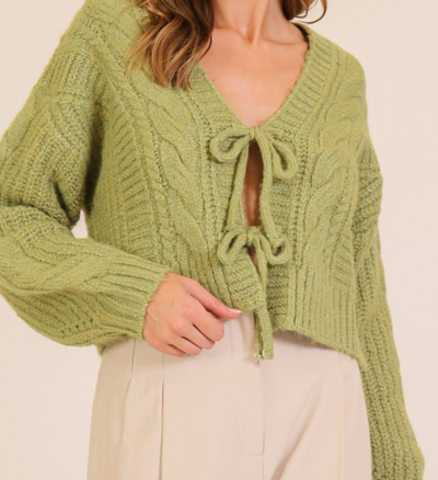 Avocado Mornings Tie-Front Cardigan by 75