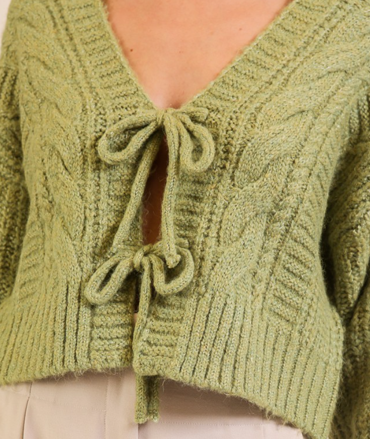 Avocado Mornings Tie-Front Cardigan by 75