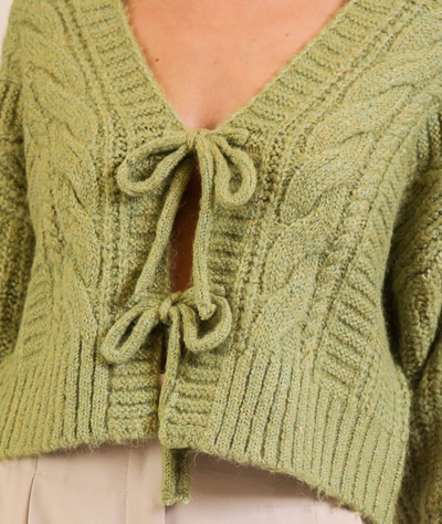 Avocado Mornings Tie-Front Cardigan by 75