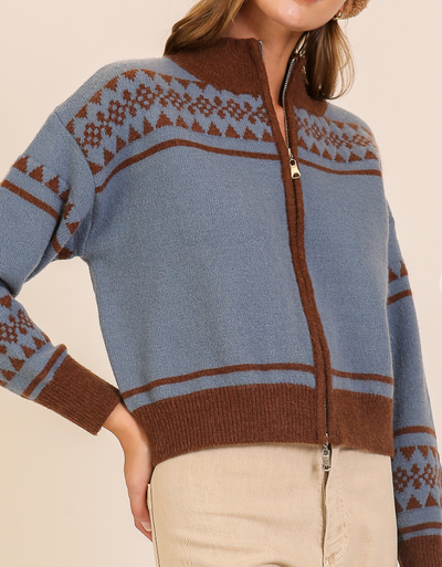 Big Bear Zip-Up Nordic Cardigan by 75