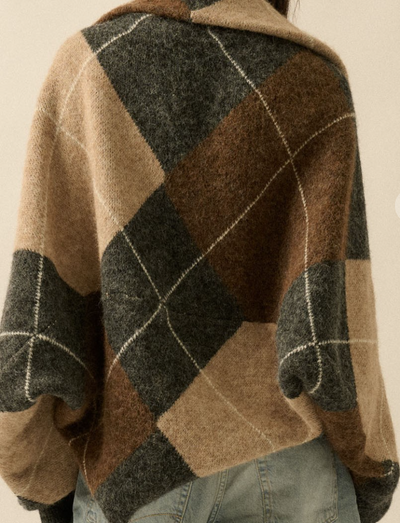 Willow Argyle Shrug Cardigan by 75