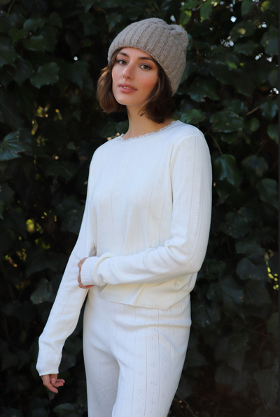 Knit Down Pointelle Pullover by 75