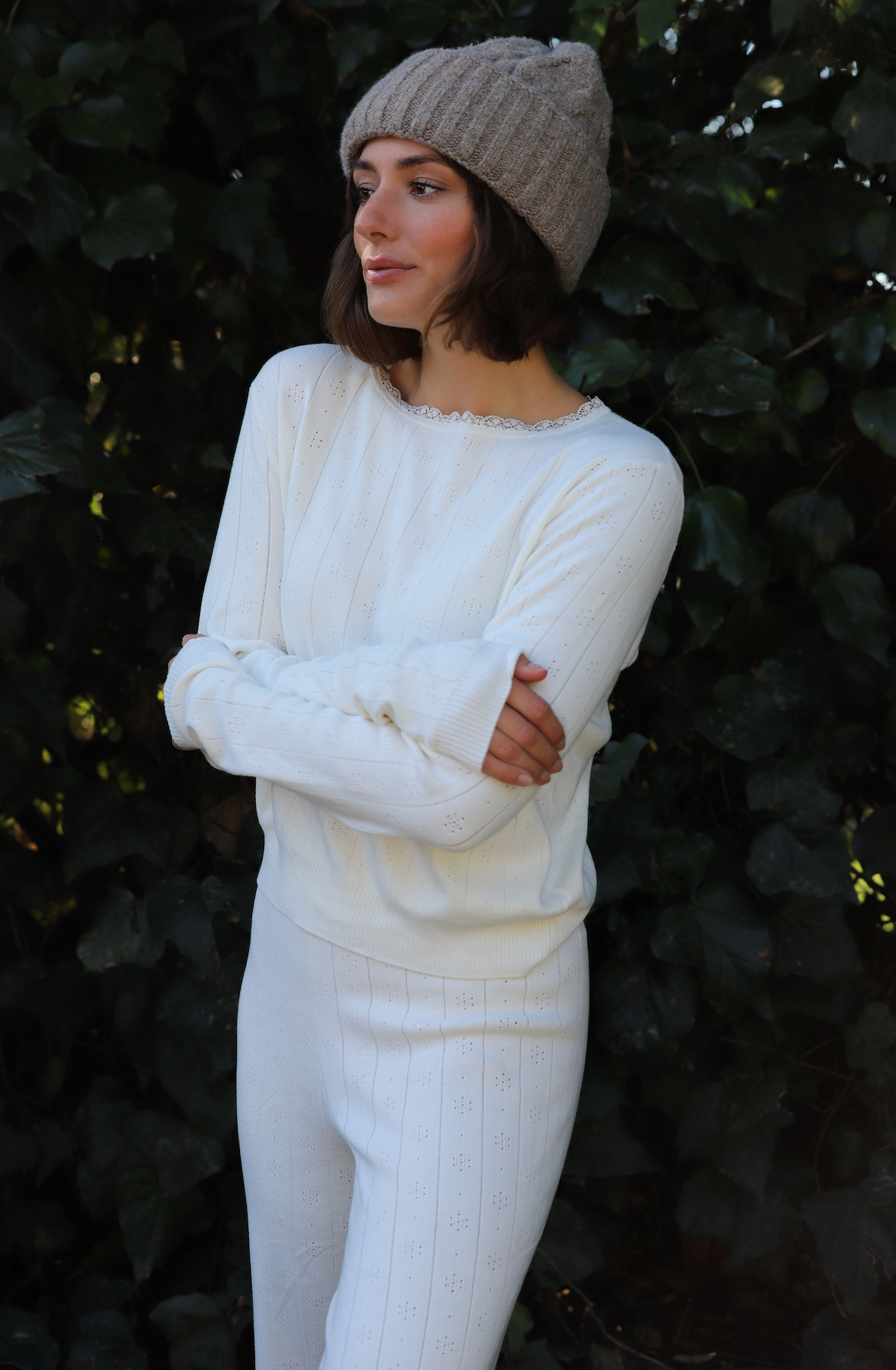 Knit Down Pointelle Pullover by 75