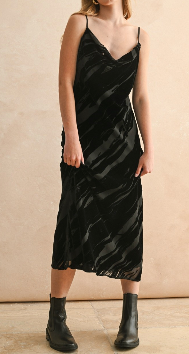 Velvet Wave Maxi Slip Dress by 75