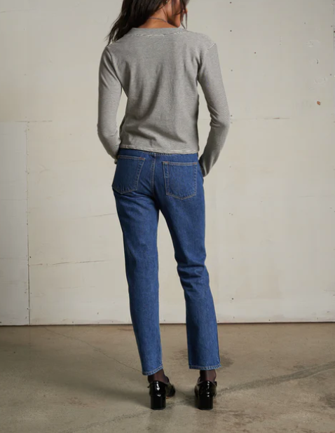 Fiona Stripe Recycled Cotton V Neck Tee by 75