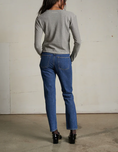 Fiona Stripe Recycled Cotton V Neck Tee by 75