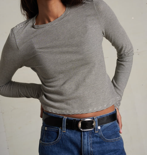 Jamie:Recycled Cotton Long Sleeve Crew Neck BY PERFECT WHITE TEE