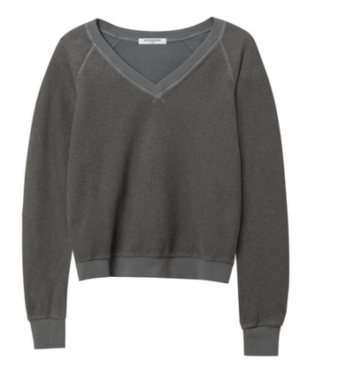 Zuri Reverse Fleece Vneck Raglan Sweatshirt by PERFECT WHITE TEE