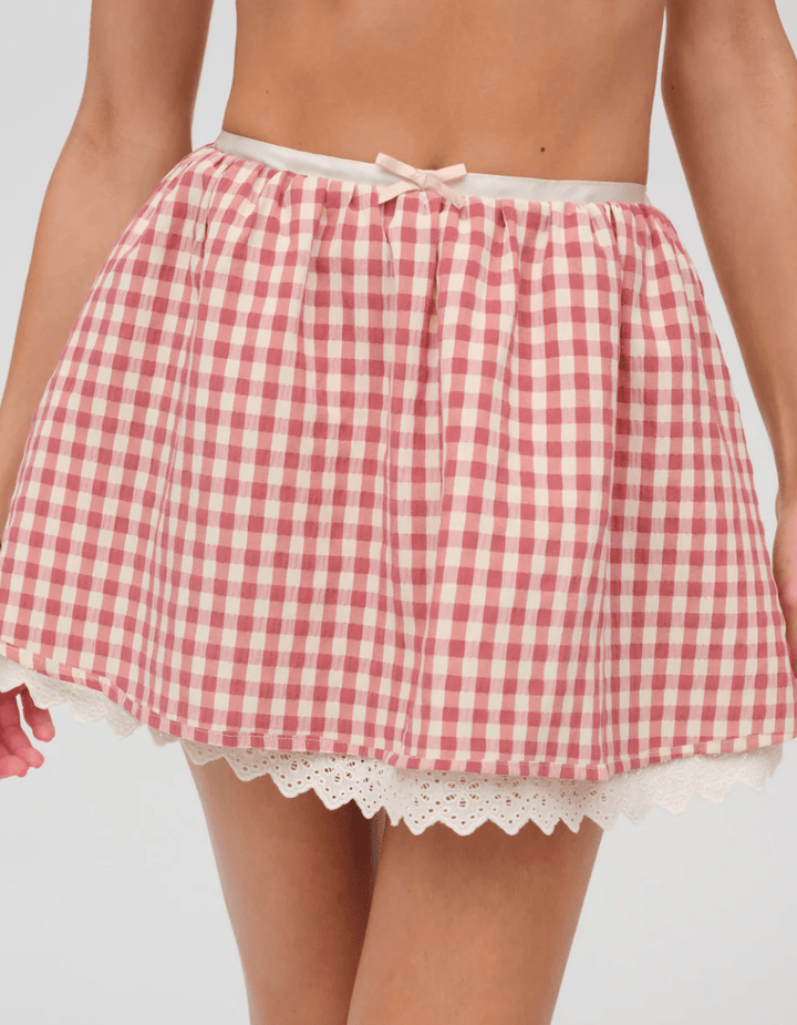 Georgia Gingham Micro Mini Skirt by FOR LOVE & LEMON – 75° & Fuzzy