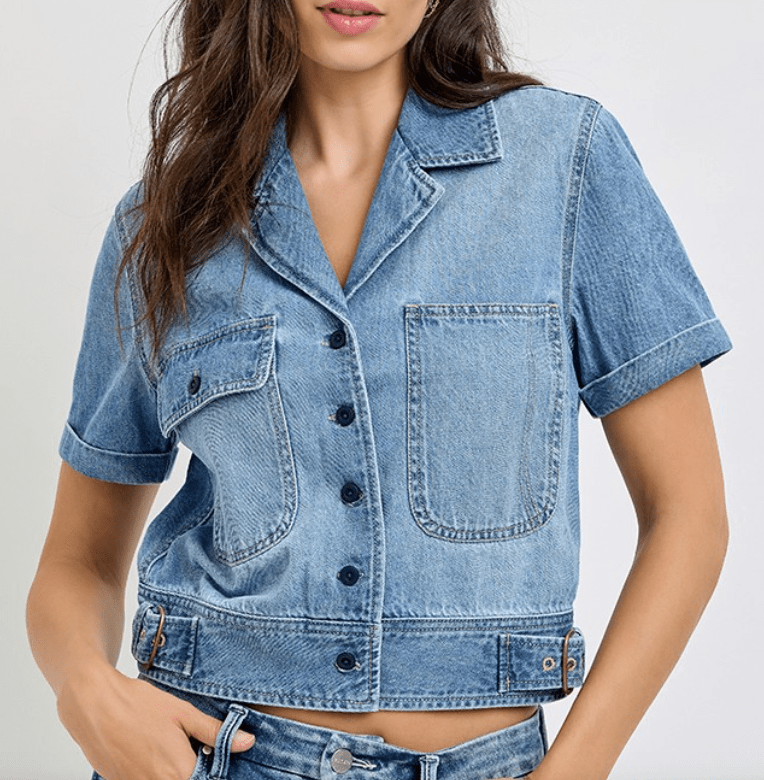 The Cali Cool Cropped Denim Shirt by 75