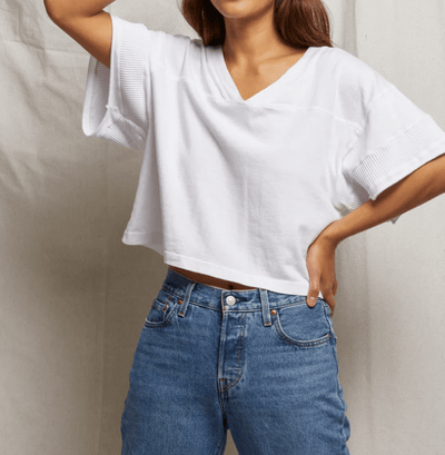 Coco Vintage Soft Cotton Jersey Vneck Tee BY PERFECT WHITE TEE