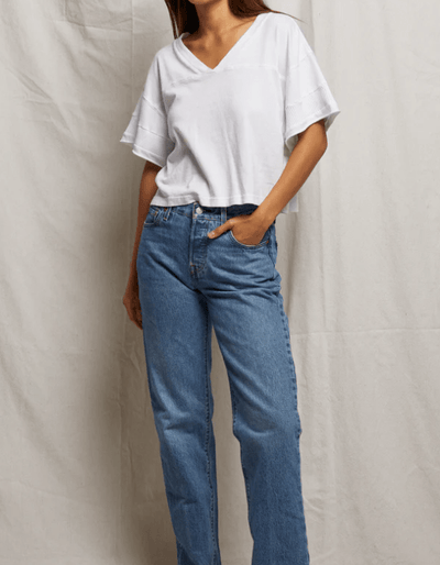 Coco Vintage Soft Cotton Jersey Vneck Tee BY PERFECT WHITE TEE