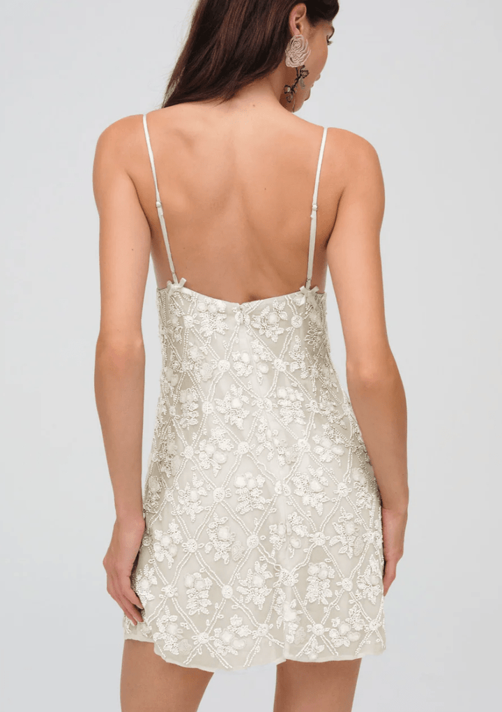 Bridget Beaded Mini Dress BY FOR LOVE & LEMONS Cream / Large BY 75 Degrees and Fuzzy Bridget Beaded Mini Dress BY FOR LOVE & LEMONS Cream / Large BY 75 Degrees and Fuzzy