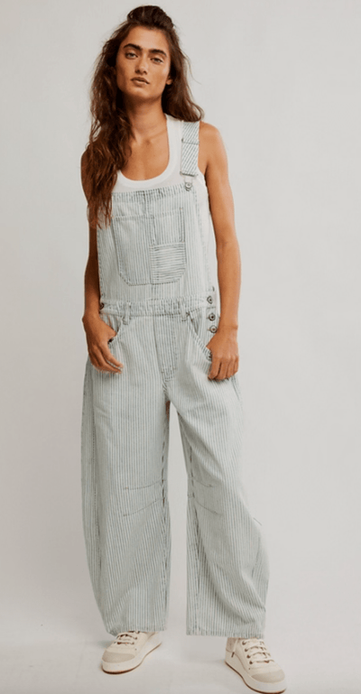 GOOD LUCK STRIPE OVERALL BY FREE PEOPLE