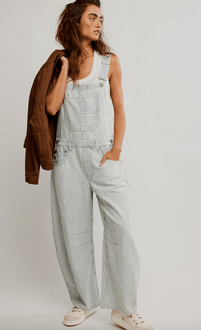 GOOD LUCK STRIPE OVERALL BY FREE PEOPLE