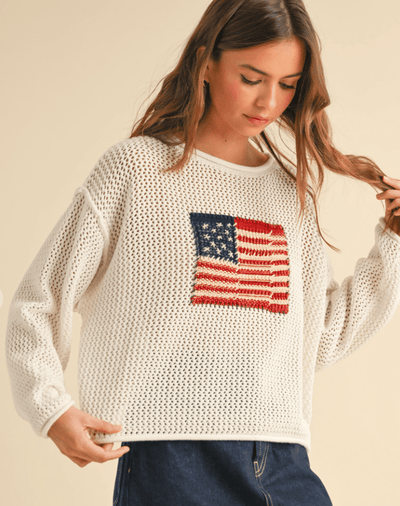 Stars and Stripes Open Knit Sweater by 75