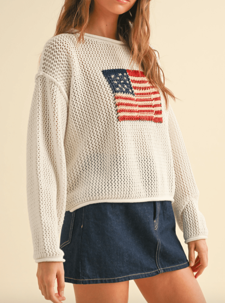 Stars and Stripes Open Knit Sweater by 75