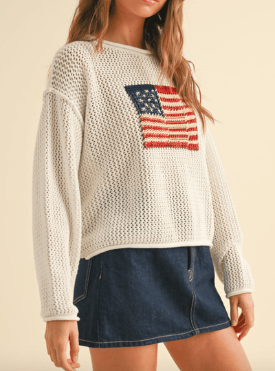 Stars and Stripes Open Knit Sweater by 75