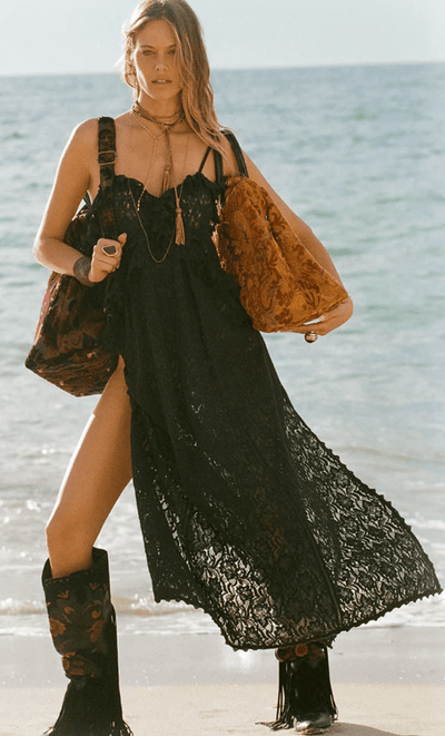 Lux Lisbon Lace Strappy Maxi Dress BY SPELL
