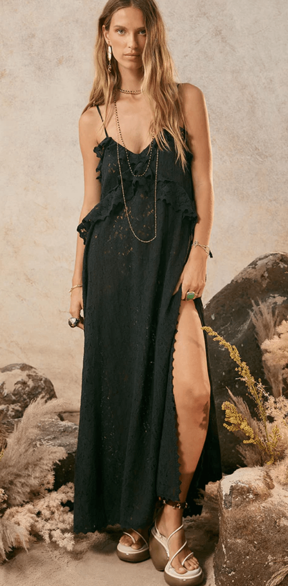 Lux Lisbon Lace Strappy Maxi Dress BY SPELL  75 & Fuzzy