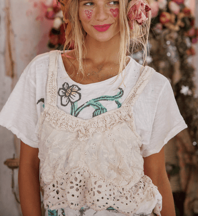 Olive Eyelet Ruffle Cami Tank 402 BY MAGNOLIA PEARL