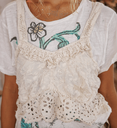 Olive Eyelet Ruffle Cami Tank 402 BY MAGNOLIA PEARL
