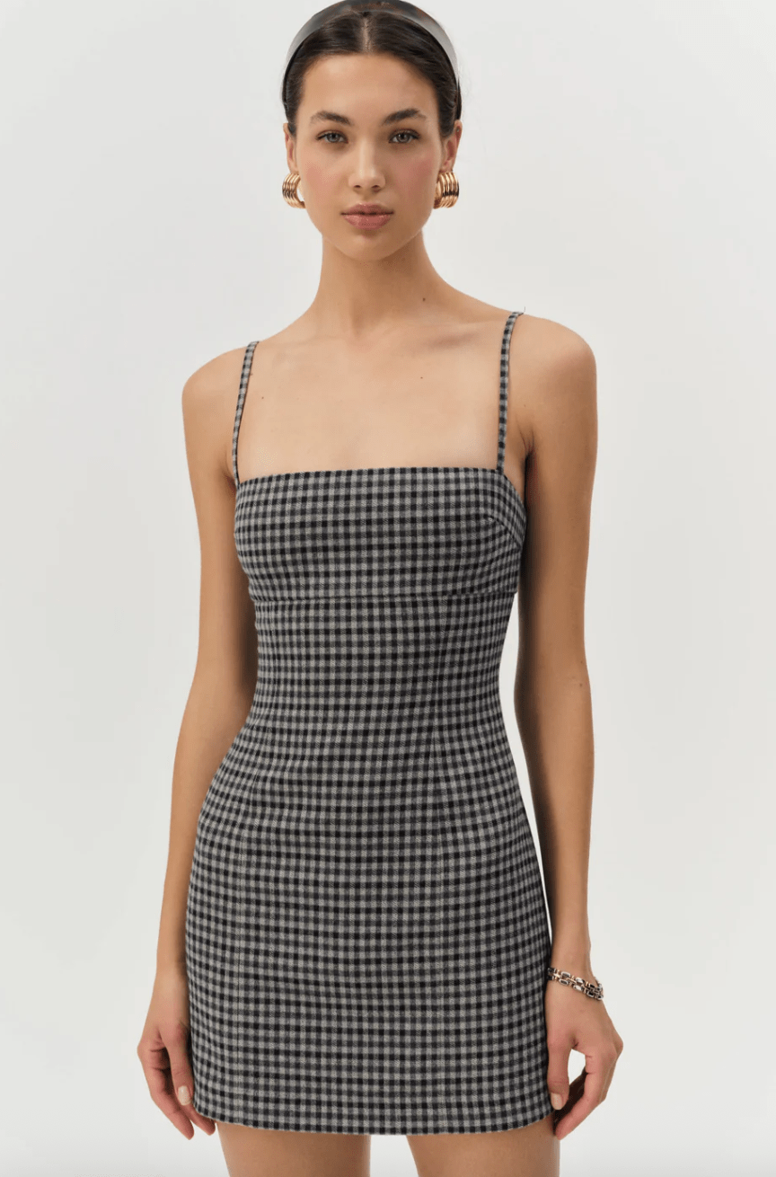 for Love & Lemons Women's Savannah Plaid Minidress - Black - Mini Dresses