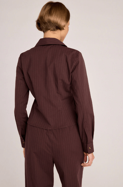 Riley Shirt Brown Pinstripe BY SUNDAY RITUAL