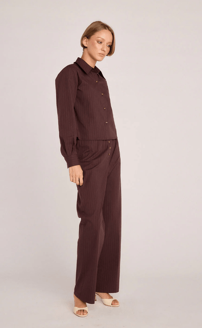 Riley Shirt Brown Pinstripe BY SUNDAY RITUAL