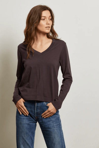 Sinatra Ringspun Cotton Long Sleeve V-neck BY PERFECT WHITE TEE