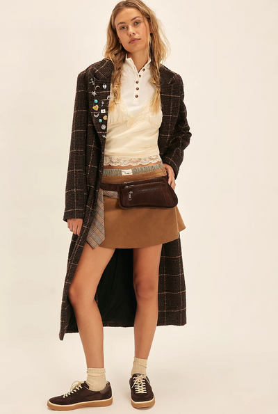 We The Free Paradise Found Suede Skort BY FREE PEOPLE
