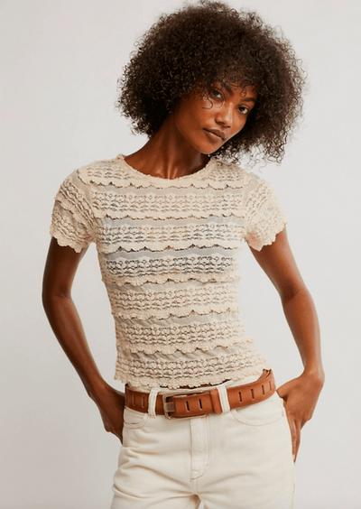 ANGELINA LACE TEE BY FREE PEOPLE