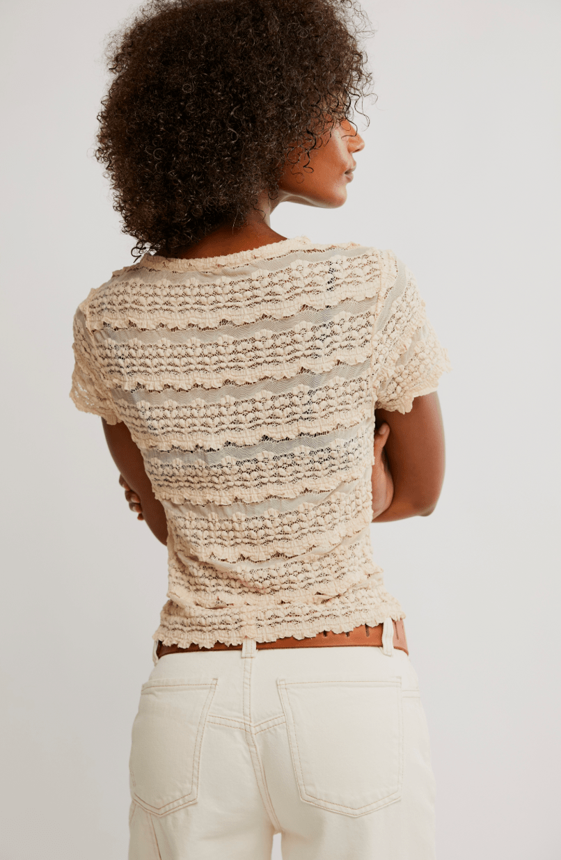 ANGELINA LACE TEE BY FREE PEOPLE
