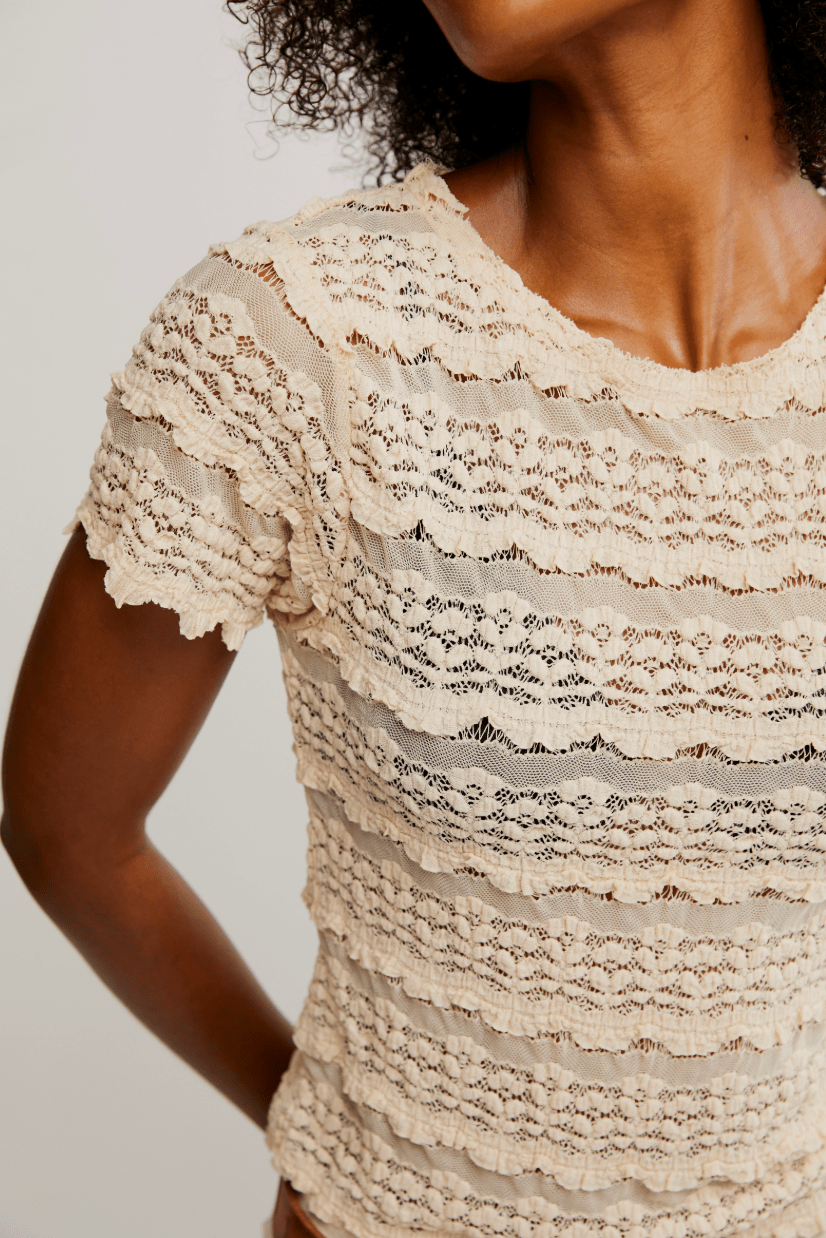 ANGELINA LACE TEE BY FREE PEOPLE