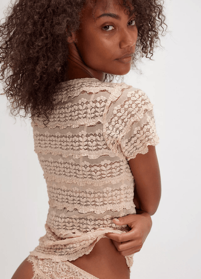 ANGELINA LACE TEE BY FREE PEOPLE