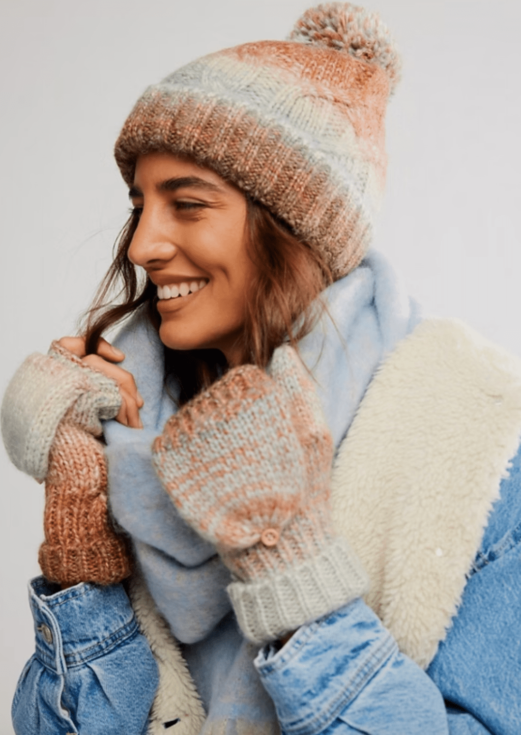RAINBOW RUN HAT & GLOVES BY FREE PEOPLE