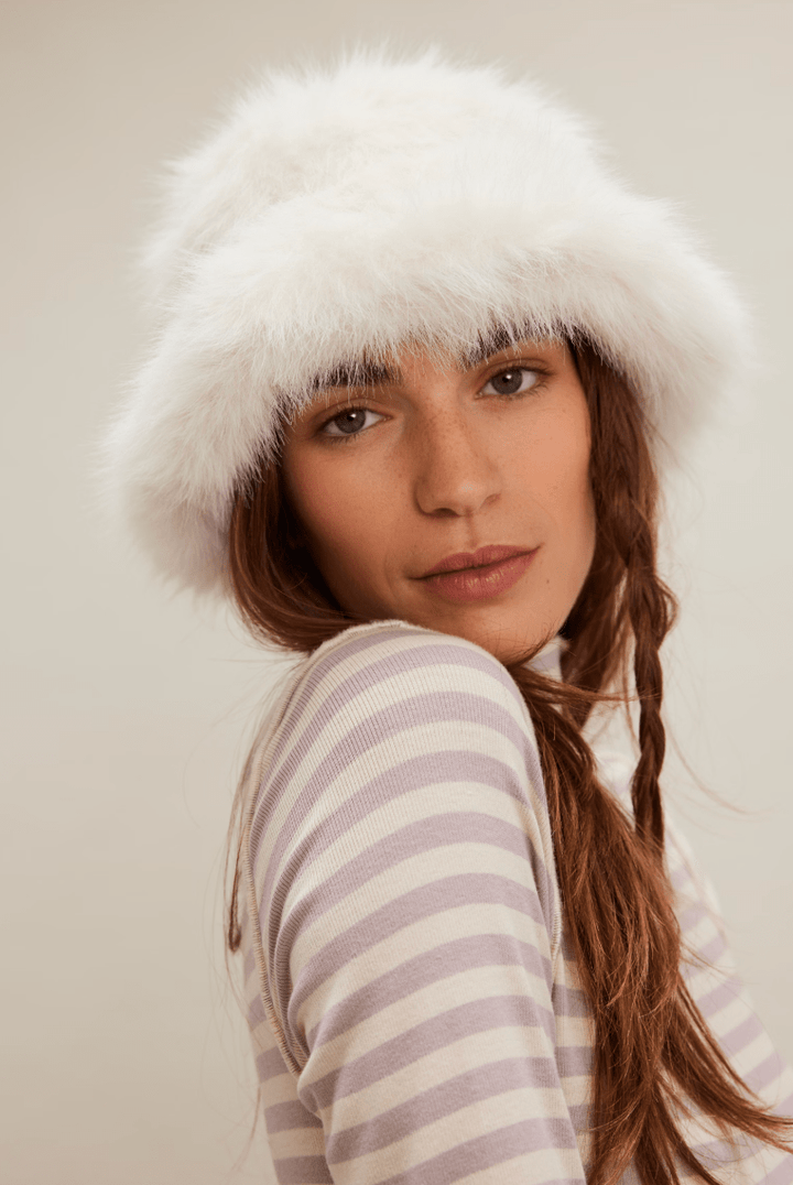 Free People Bucket Hat Faux Fur Ice Queen One Size Off White Fur Hat White Bucket Hat H&m Free People Ice Queen  main image 2