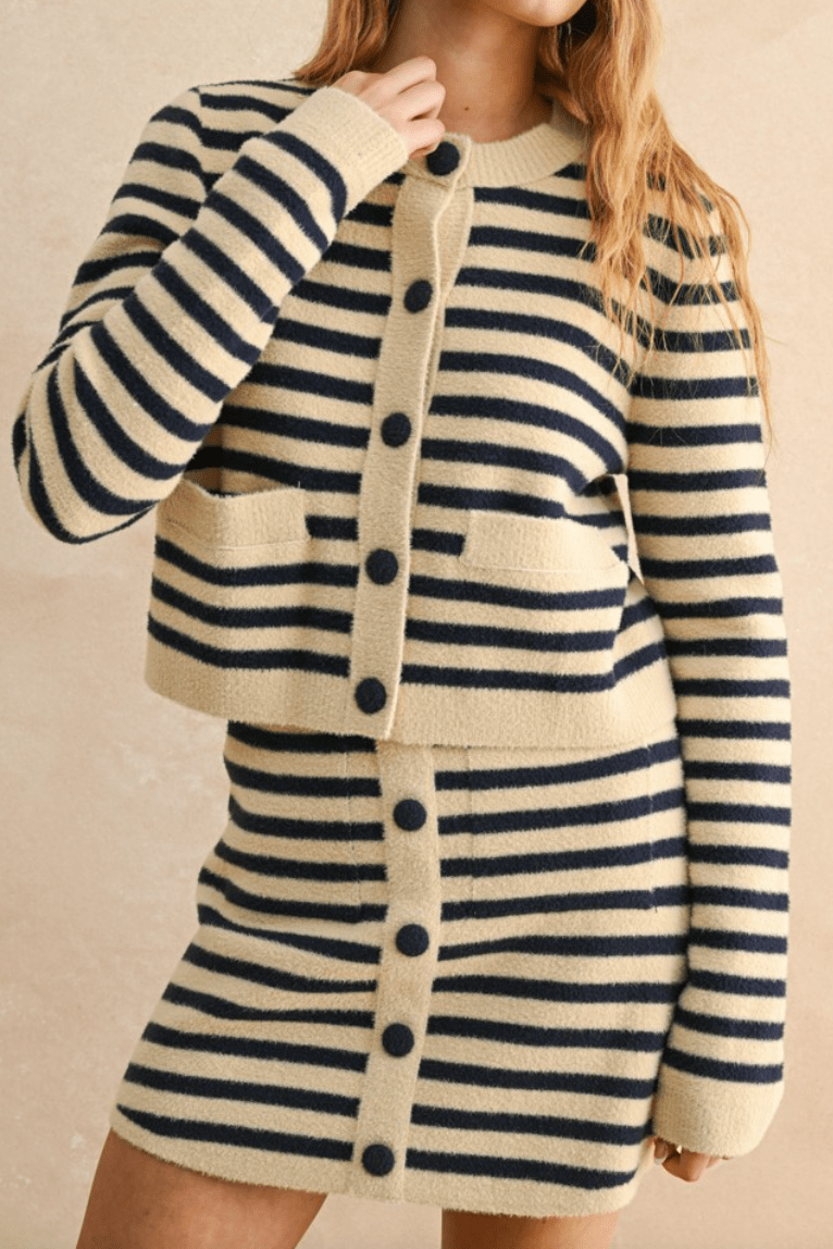 Button Down Striped Cardigan BY 75