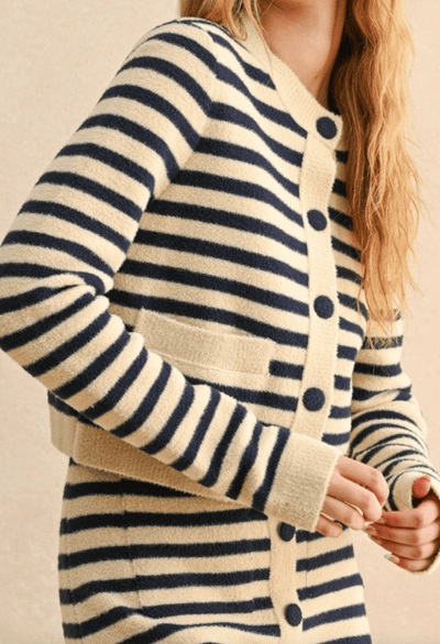 Button Down Striped Cardigan BY 75