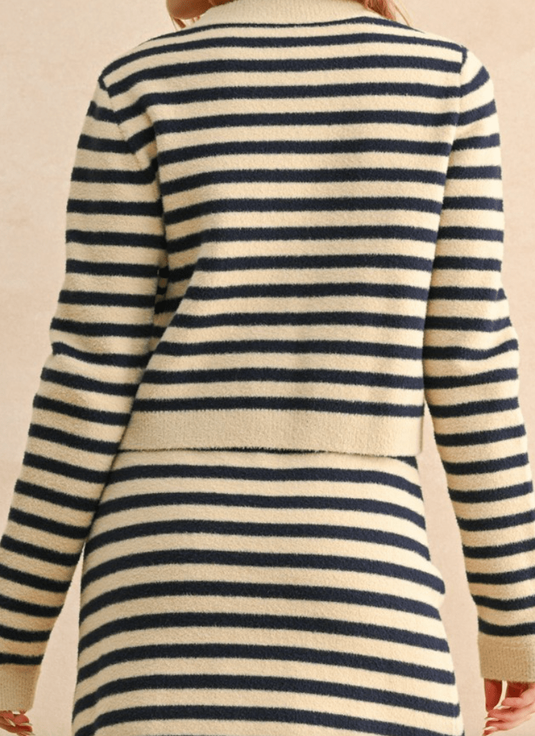 Button Down Striped Cardigan BY 75