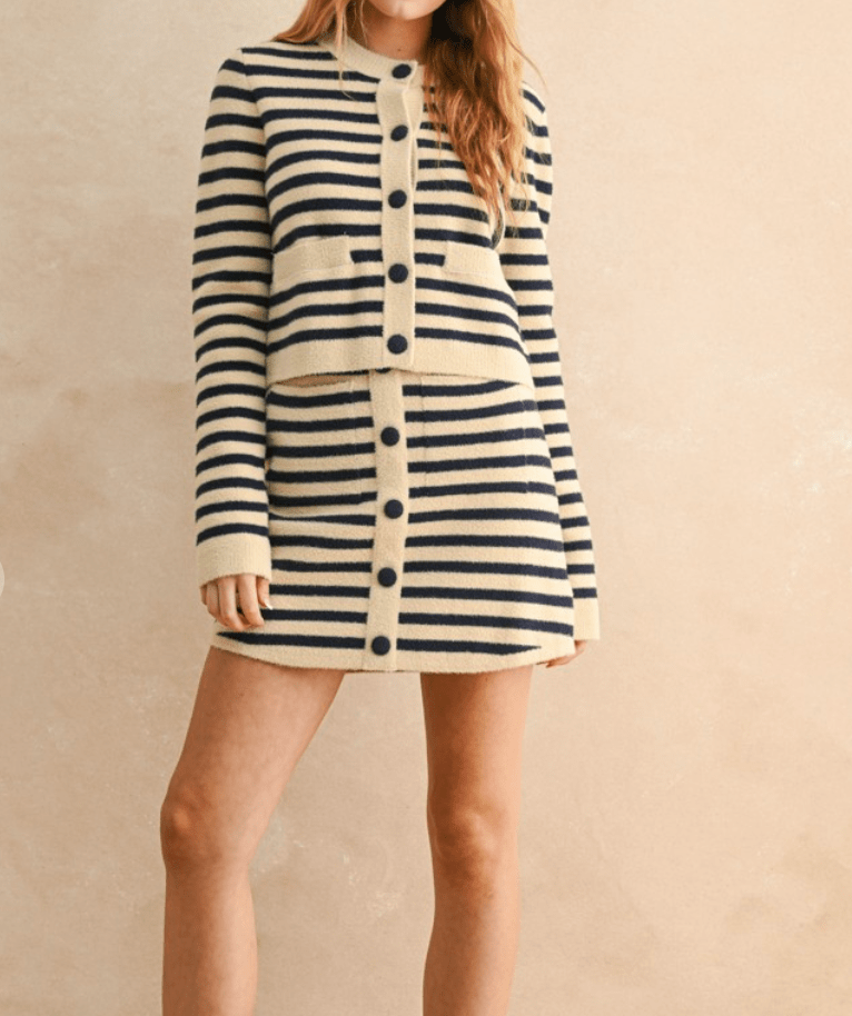 Button Down Striped Cardigan BY 75