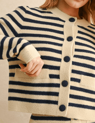 Button Down Striped Cardigan BY 75