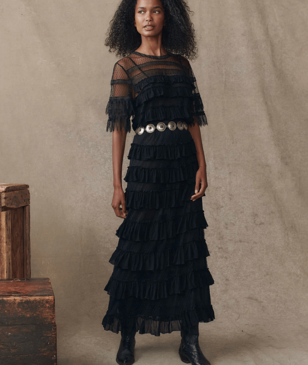 The Winter Mesh Flounce Skirt BY THE GREAT