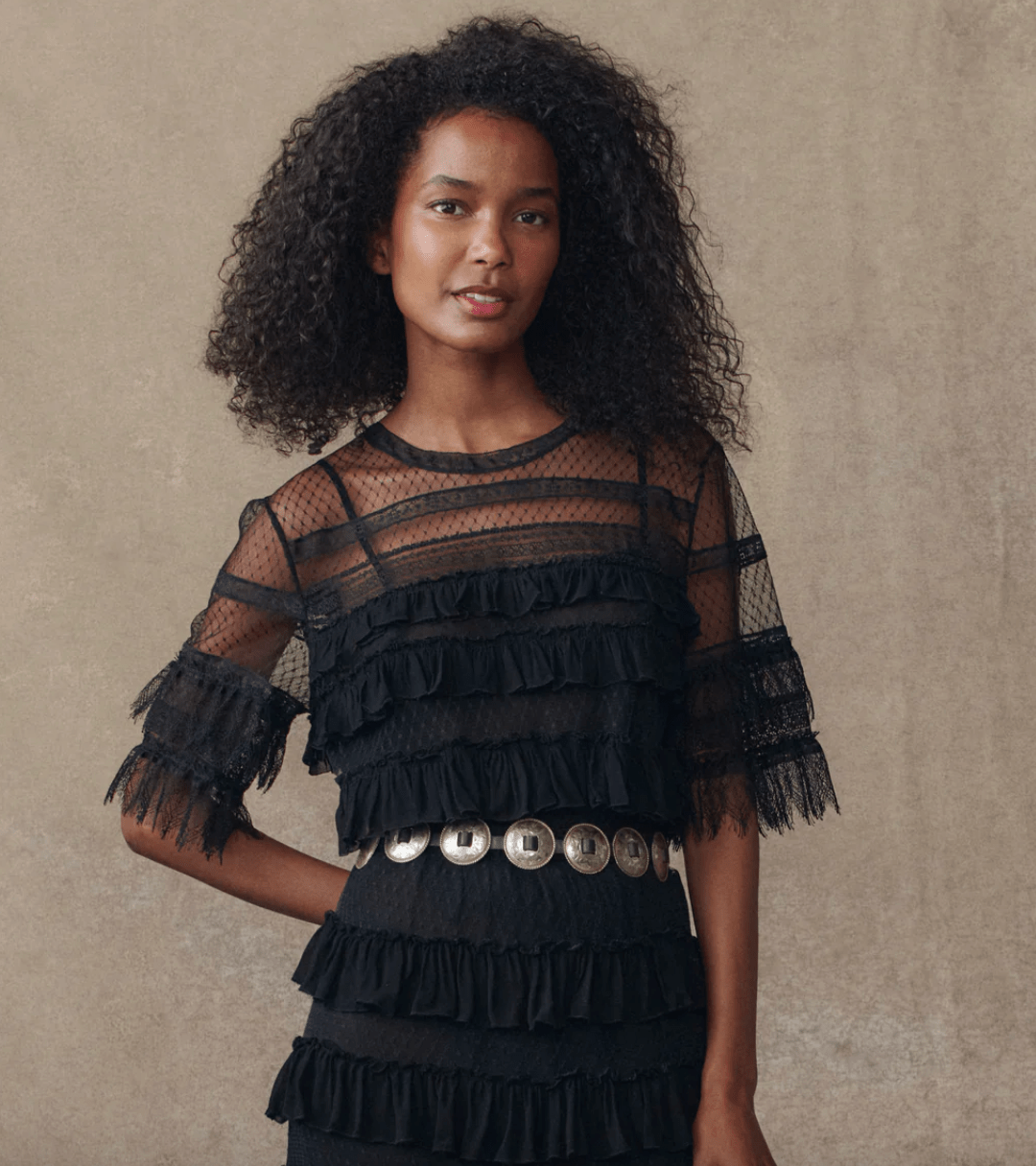 The Winter Mesh Flounce Top BY THE GREAT