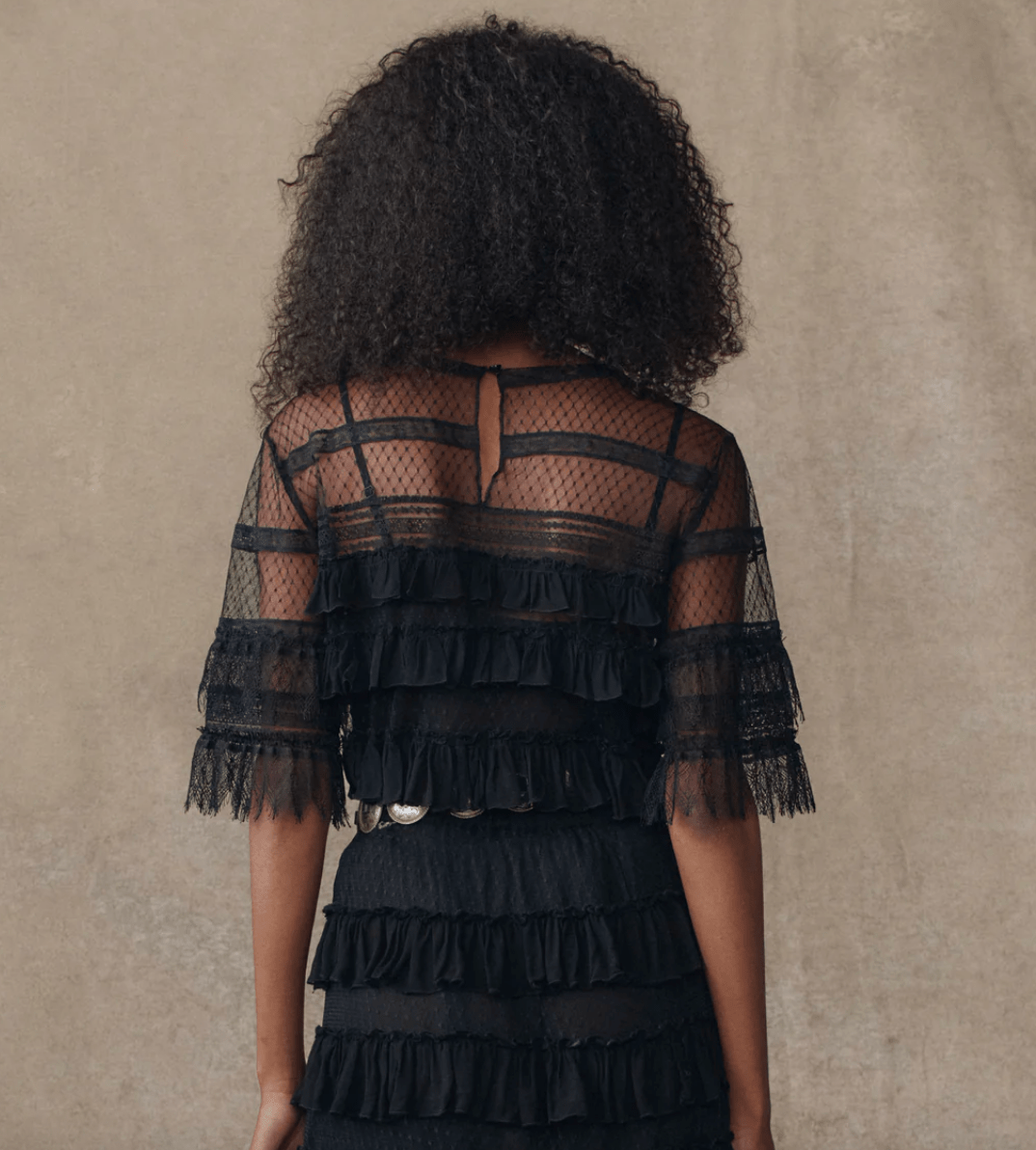 The Winter Mesh Flounce Top BY THE GREAT
