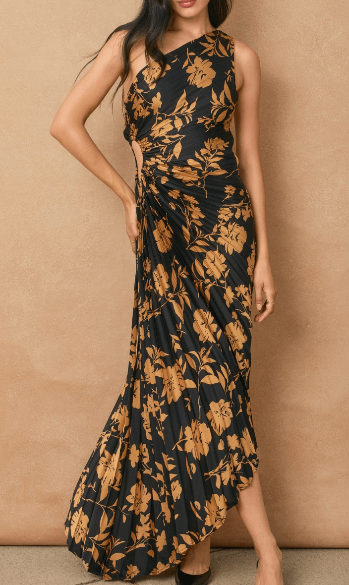 Asymmetrical Pleated Midi Featuring One Shoulder by 75