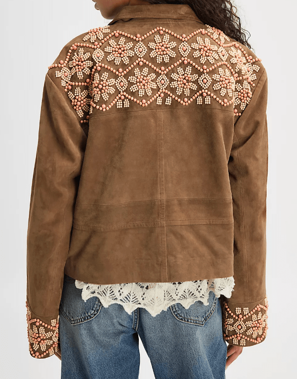 BALI FADING MOON CROPPED SUEDE JACKET BY FREE PEOPLE