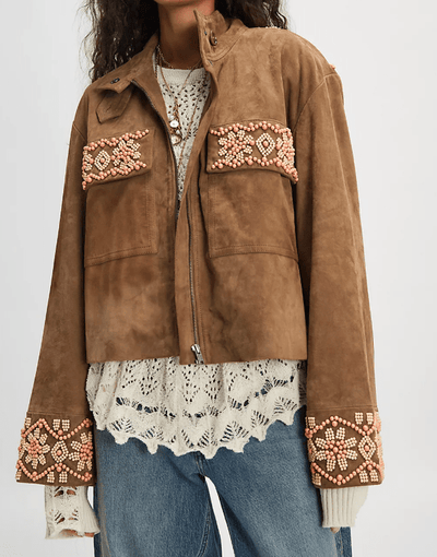 BALI FADING MOON CROPPED SUEDE JACKET BY FREE PEOPLE