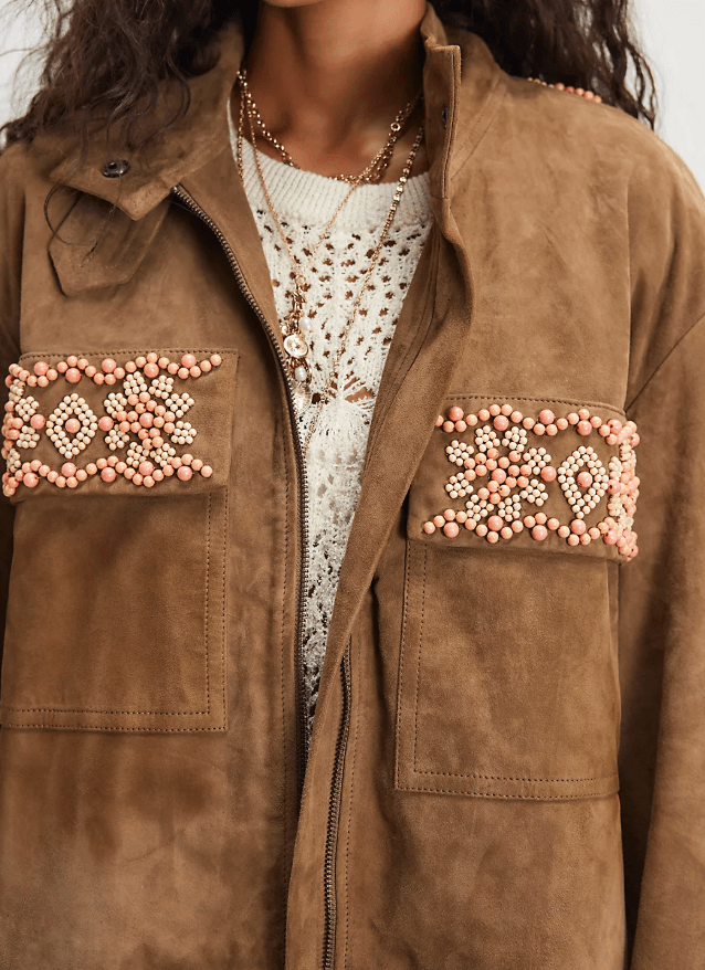 BALI FADING MOON CROPPED SUEDE JACKET BY FREE PEOPLE